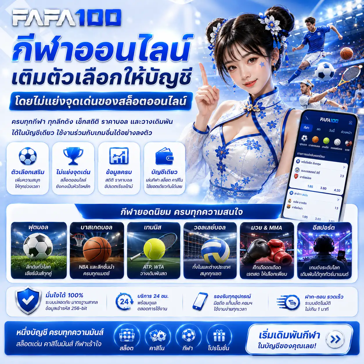 กีฬาออนไลน์เติมตัวเลือกให้บัญชี โดยไม่แย่งจุดเด่นของ fafa100 สล็อตออนไลน์